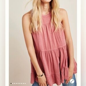 Anthropologie Georgia Tiered Babydoll Tunic in Mauve‎ Pink small new with tags